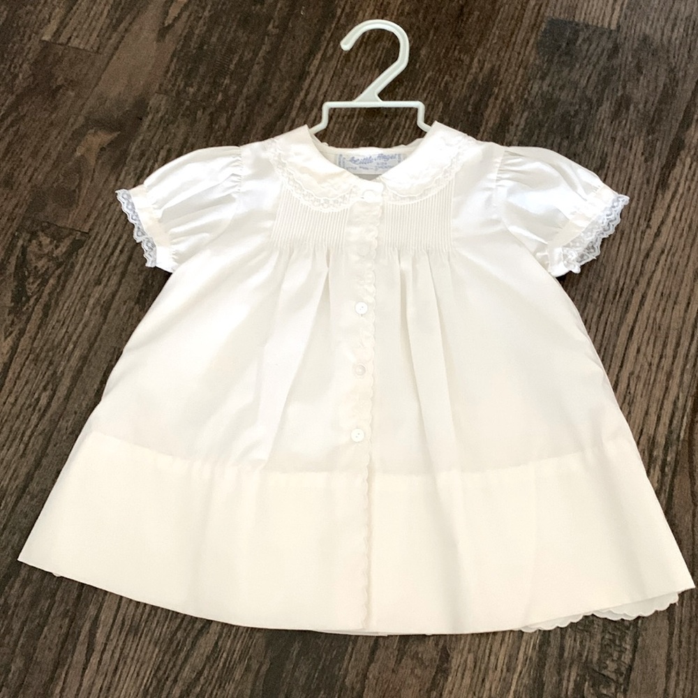 Vintage A Little Angel White Dress with Lace for Baby Girls